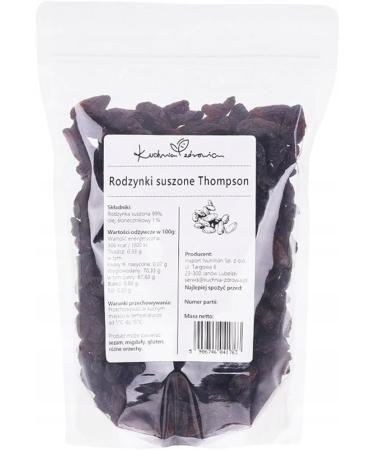  Kuchnia Zdrowia Dried Thompson Sultana Raisins - Delicious Snack - Whole Fruit - Natural - Vegan - Kuchnia Zdrowia - Resealable Bag with Zipper - Doypack: (500g) - Buy Online on GoSupps.com