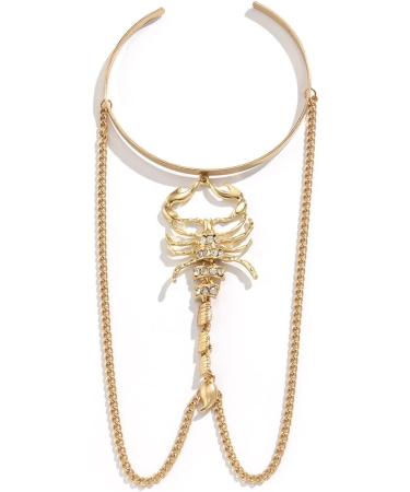 Upper Arm Cuff with Silver Scorpion Tassels Pendant - Adjustable Halloween Women Costume Jewelry Armband in Gold - Buy Online on GoSupps.com