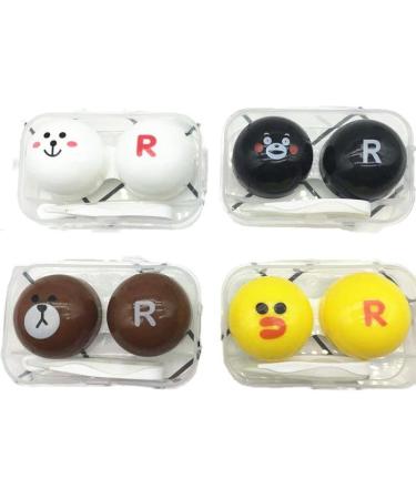 Makers small contact lens container 4 pieces of contact lens container cute creative contact lenses etui travel contact lens container light wearing bar contact lens end can store travel set (multi-colored)