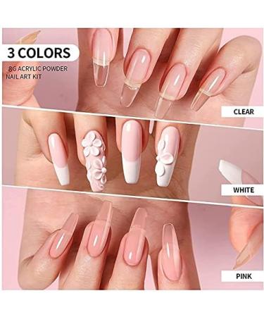 Warm Girl Acrylic Nail Kit Acrylic Powder and Liquid Set with Acrylic Nail Brush 3 Colors Pink White Clear Nail Powder Kit 101 - Buy Online on GoSupps.com