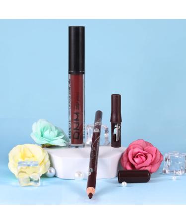 Matte Dark Red Lip Liner and Lipstick Set | Waterproof 24H Liquid Lipstick | Long Lasting Makeup Kit with Lip Liner | (05) kit05 - Buy Online on GoSupps.com