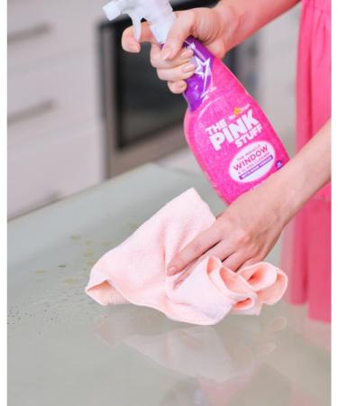 The Pink Stuff Miracle Window and Glass Cleaner Spray with Rose Vinegar 850ml + for You: 1x Cleaning Wipe & Organza Small Bag - Buy Online on GoSupps.com