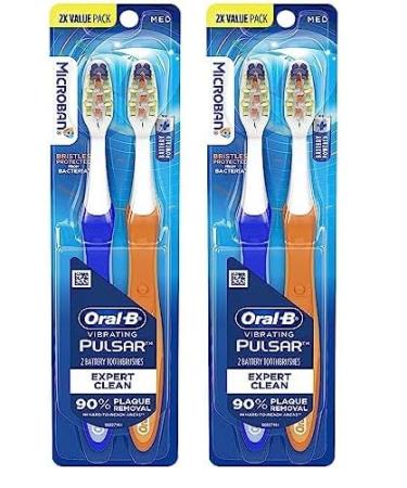 Oral-B Pulsar Expert Clean Battery Toothbrush Medium 2 Count (Pack of 2)