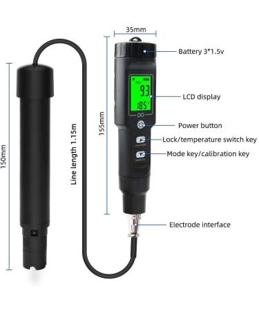 Evanem High-Accuracy Dissolved Oxygen Measuring Device | Digital ATC Oxygen Sensor for Aquariums | Rapid Analyzer with Backlight - Buy Online on GoSupps.com