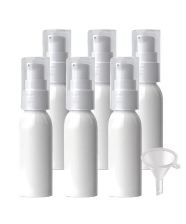 ZEOABSY 6 Pieces 30 ml White Lotion Bottles with White Pump 30ml Empty PET Plastic Lotion Pump Bottle Cosmetic Gel Travel Container for Cosmetic Make up Cleaning + 1 x Funnel Green 30ml