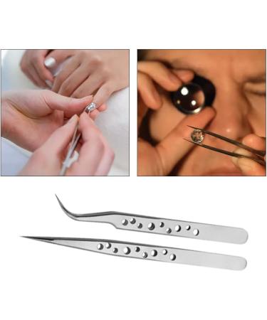 2 Pieces Pointed Tweezers Stainless Steel Lash Tweezers Straight and Curve Tip Precision Tweezers for Eyelash Eyebrow Facial or Chin Hair - Buy Online on GoSupps.com