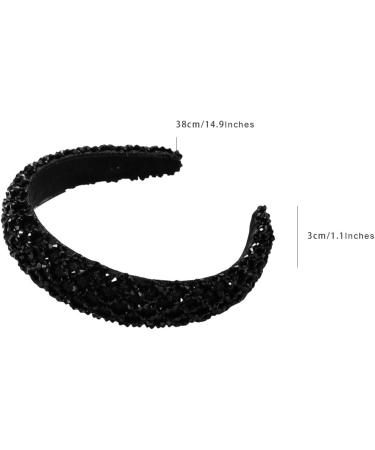 scicent Black Headband Rhinestone Crystal Embellished Hairbands for Women Girls Vintage Padded Non-Slip Head Band Wide Retro Hair Band Fashion Hair Accessories for Wedding - 27603 - Buy Online on GoSupps.com