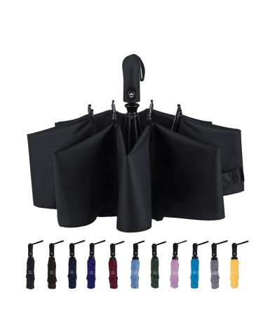 NOOFORMER Travel Inverted Automatic Umbrella  Reverse Windproof Golf Compact Lightweight Car Umbrellas for Men & Women A2-Black