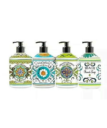 La Tasse Hand Soap, 4-pack Scents: (1) Sweet Orange, (1) Gardenia, (1) Creamy Coconut, (1) Beach, 21.5 FL OZ Each 21.5 Fl Oz (Pack of 4)