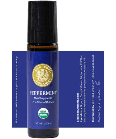 Organic Peppermint Essential Oil Roll-On 10ml - USDA Certified Pure Oil for Headache, Migraine, Pain, Nausea & Energy Relief - Travel Safe - Buy Online on GoSupps.com