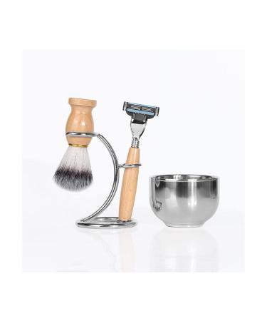 Razor holder practical shaving brush for men 4-piece professional bare shell shaving razor holder mustache-shaving and facial cleaning tool set 8.5x11cm Silver