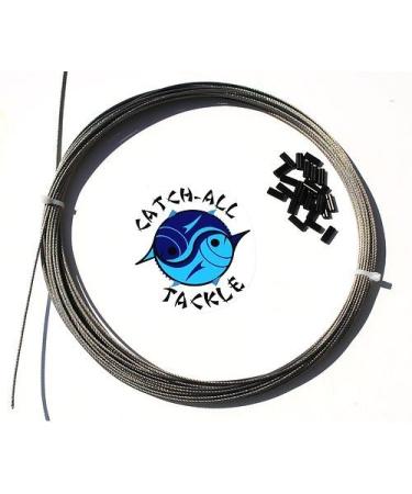49-Strand Cable Bright 7x7 Stainless Steel Kit 30ft 400lb 1.4mm W/10 1.6mm Crimps