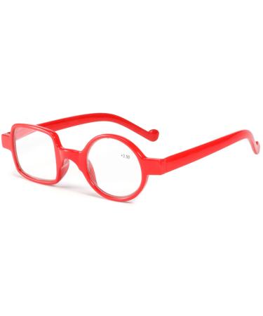 Kodilin round square reading glasses men reading glasses women anti-light blue for computers or gaming spring hinge reading glasses 1.0 1.5 2.0 2.5 3.0 3.5 (red 2.00)
