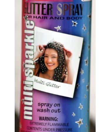 Spray On Wash Out Sparkle Multi-Sparkle Glitter Hair Color Temporary Hairspray for Costume Stage Dancer Cheerleader Party or Halloween Party Concert Hair Spray (Multi-Sparkle)