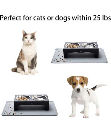 XKX Elevated Dog Bowls for Small Dogs and Cats - Stainless Steel Bowls with Stand and Silicone Mat - Raised Feeder for Puppies and Kittens - Black - Buy Online on GoSupps.com