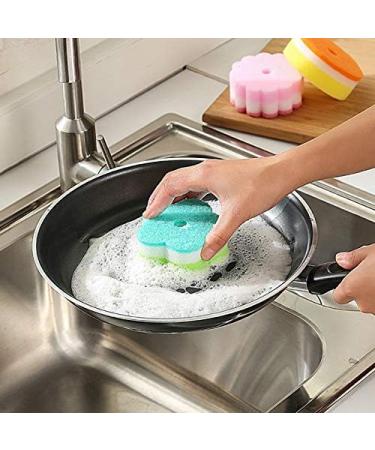 Sponges Scouring Pads 5pcs Flower Shape Sponge Brush Tableware Glass Wash Dishes Sponge Kitchen Home Christmas Cleaning Tool Random Color - Buy Online on GoSupps.com