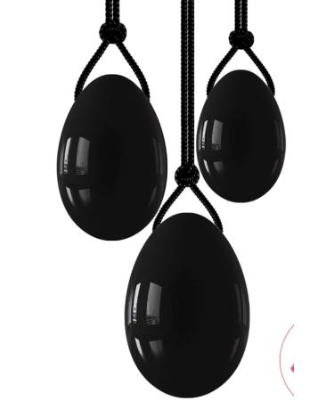 House collection drilled obsidian egg massage tool natural black crystal for women bowling equipment massage ball 3 eggs without box room decoration