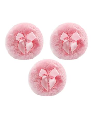 Frcolor 3Pcs Baby Body Puff Soft Round Cosmetic Powder Quast with bandbow handle Washable sponge sponges Powder Quaste for Foundation Cream Foundation Loose Powers Make-Up