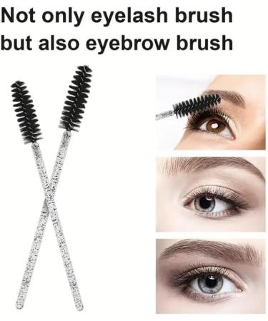 50 Pcs Disposable Mascara Wands Crystal Eyebrow Spoolies Brush for Eyelash Extensions Black Lash Brushes with Container - Buy Online on GoSupps.com