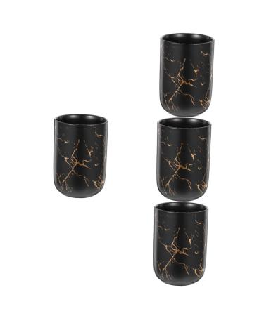 Garneck 4 pieces of pencil chord mouthwater black porcelain drinks household brush storage cup washbasin flushing for mug razor worktop marble water blackx4stk 11x7.7x7.7cmx4pcs