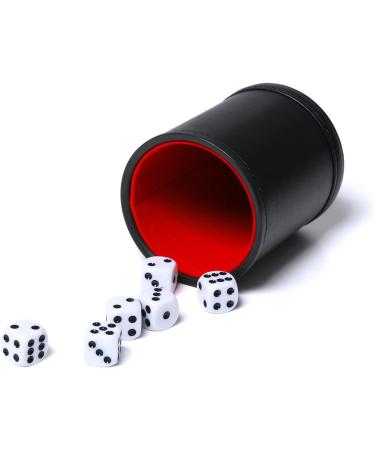 Red Leatherette Dice Cup Set with 6 Dot Dices - Ideal for Yahtzee & Farkle Games - 5 Pack - Buy Online on GoSupps.com