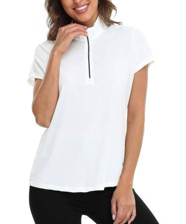 LRD Women's Golf Polo Shirt UPF 30 Quarter Zip Short Sleeve - Small White/Floral - Buy Online on GoSupps.com