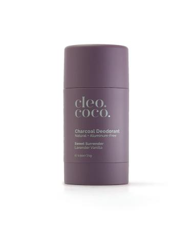 Cleo+Coco Natural Deodorant for Women  Aluminum Free made with Organic Coconut Oil  Activated Charcoal for 24-Hour Odor Protection and All-Day Performance  Made in the USA - Lavender Vanilla 2.5oz