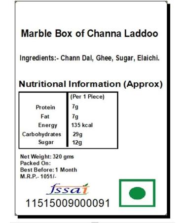 Jaiccha Ghasitaram Marble Box of Channa Laddoo|Gift for Diwali Gifts Holi Rakhi Valentine Christmas Birthday Anniversary Her Him| - Buy Online on GoSupps.com