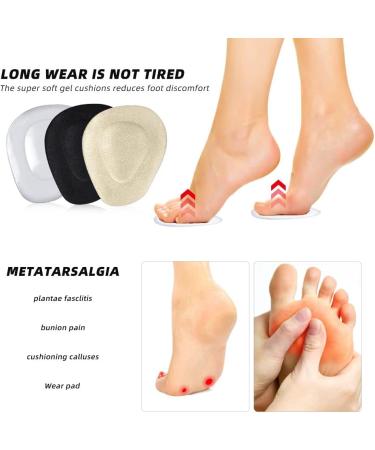 High Heels Soft Gel Insole Metatarsal Pads - Comfortable Ball of Foot Cushions for Women | Transparent Apricot & Black Colors - Buy Online on GoSupps.com