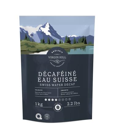 Virgin Hill Coffee - Swiss Water Decaf - Smooth Intensity & Medium Roast - One Kilo of High-Grade Coffee Beans - 1 kg / 2.2 lbs Whole Bean 2.2 lbs / 1 kg