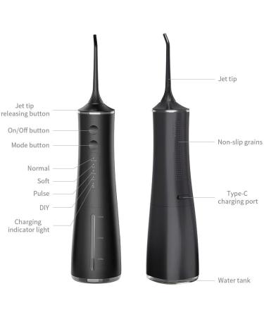 Buy Cordless Water Flosser - USB Rechargeable Portable Oral Irrigator 4 Modes Black | Professional Dental Flosser for Healthy Teeth - Buy Online on GoSupps.com