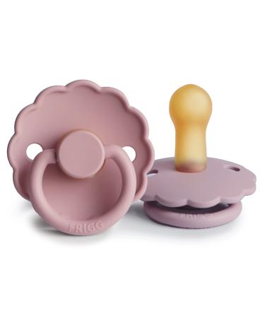 FRIGG Daisy Natural Rubber Baby Pacifier | Made in Denmark | BPA-Free (Baby Pink/Soft Lilac, 6-18 Months) 2-Pack 6-18 Month Baby Pink/Soft Lilac