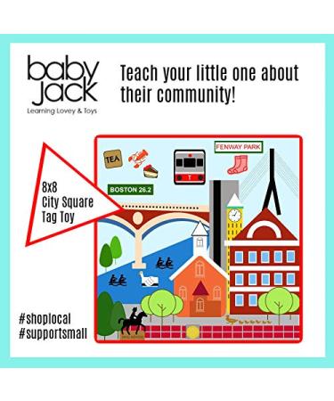 Baby Jack & Co 8x8 Learning Lovey Boston Massachusetts Tag Toy for Babies - Crinkle & Safe - USA Cities & Shapes - BPA Free - Ideal Baby Gift - Buy Online on GoSupps.com
