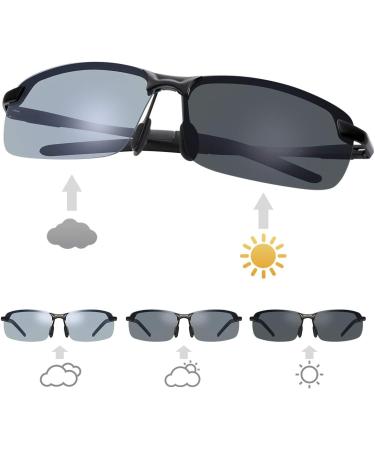Miryea Men's Photochromatic Sports Glasses | Polarized Rectangular Sunglasses with Blue Light Filter & 100% UVB Protection for Golf Fishing & Driving - Buy Online on GoSupps.com