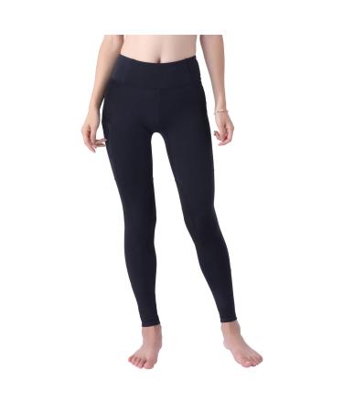 Okay Sports Women's Breathable Horse Riding Tights Knee Patch Grip Equestrian Pants Schooling Riding Breeches Black Small
