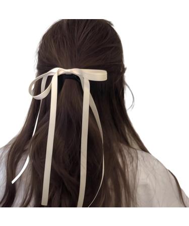 xbiez Chic Bow Elastic Hair Ropes Ponytail Holder Fashionable Ribbon Hair Scrunchie for Women and Girls Beige - Buy Online on GoSupps.com