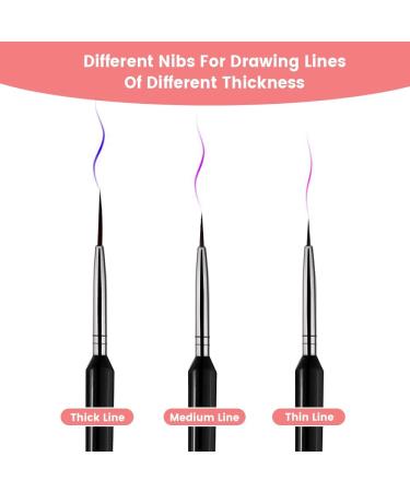 GENSMILE Nail Art Liner Brush Set 6 Pieces in 3 Sizes Black - Buy Online on GoSupps.com