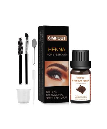 Simpout Purely Natural Eyebrow Henna  Instant Brow Color Kit  Professional Spot Coloring  DIY Henna Eye Brow Coloring Kit at Home and Salon  Easy to Use (E02 Dark Brown)