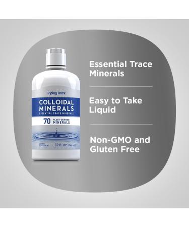 Piping Rock Colloidal Minerals Liquid | 32 fl oz | with 70 Plant-Derived | Essential Trace Supplement | Unflavored | Vegetarian Non-GMO Gluten Free Unflavored 32 Fl Oz (Pack of 1) - Buy Online on GoSupps.com
