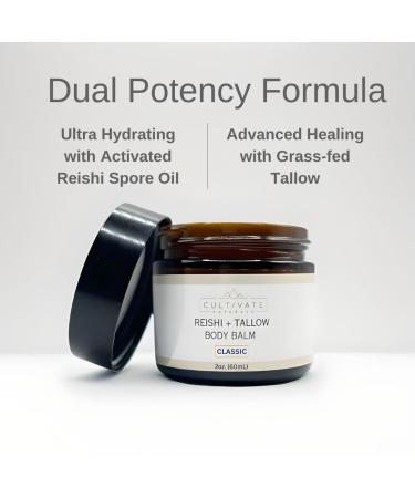 Reishi Tallow Body Balm 2 oz | Organic Non-Toxic Paleo Friendly Skincare | Grass Fed Beef Tallow & Reishi Spore Extract | Moisturizing Balm for All Skin Types - Buy Online on GoSupps.com