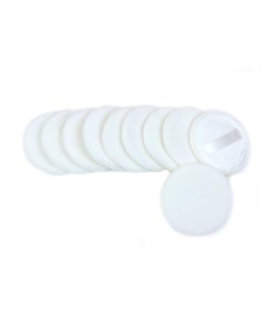 AUEAR, 10 Pack Makeup Powder Puffs Washable Satin Velour Powder Pads with Ribbon 2.36 Inch (White) 10 Pack White
