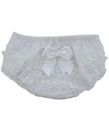 Soft Touch Baby Girls Frilly Pants/Knickers/Nappy Covers (0 to 18 Months) (White 6-12 Months)