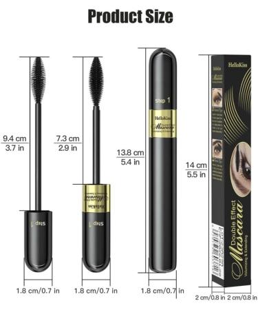  HIROCK 2 in 1 Mascara Waterproof Mascara Long Roller Thick Non Dizzy Double Effect Mascara - Buy Online on GoSupps.com