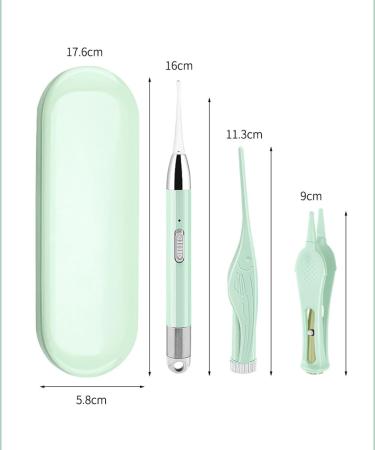4-Piece Ear Wax Removal Tool with Lights - Safe and Comfortable - Stylish Storage Case - Magnifying Mirror - Green - Ideal for Children and Adults - Buy Online on GoSupps.com