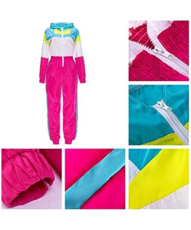 VOIKERDR Women Colorblock One Piece Outfit Set - High Waist Pants & Long Sleeve Zipper Front Jumpsuit - XX-Large, Pink - Buy Online on GoSupps.com