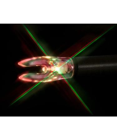 Nockturnal Fit Universal Size Green Lighted Arrow Archery Nocks, 3 Pack Red & Green Strobing