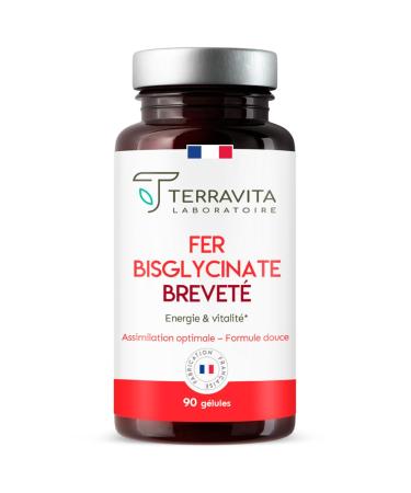 Pure Bisglycinate Iron 14 mg | Anti-Fatigue Food Supplement | Ferrochel High Absorption Patented Iron | 3 Month Cure Without Digestive Disorders | 90 Vegetable Capsules | Made in France | Terravita