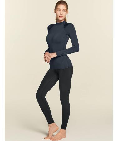 ATHLIO Women's Thermal Long Sleeve Tops 3pack - Mock Turtle Compression Base Layer (X-Large, Black/Charcoal/White) - Buy Online on GoSupps.com
