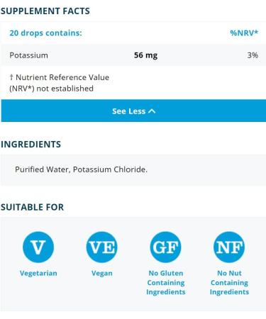 Ionic Potassium Supplement 100ml | 142 Servings | Made in UK | Pure Formula - Buy Online on GoSupps.com