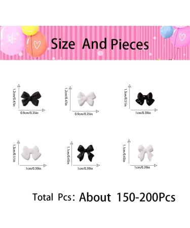 300stk Butterfly Pearl Nail Charms - 3D Black & White Bow Knot Decorations for Women & Girls - Acrylic Nail Art - Buy Online on GoSupps.com